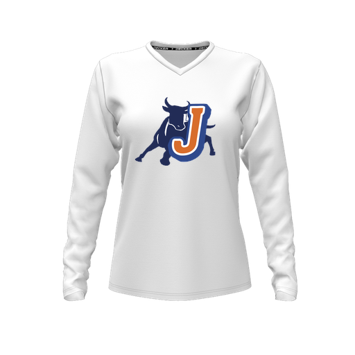 [FTLVCFWH-FYXS-LOGO2] Decker Comfort T-Shirt (Female Youth XS, White, V Neck, Logo 2, Long Sleeve)