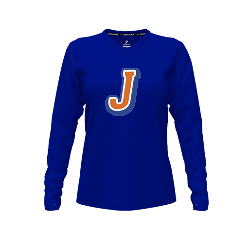 [FTLVPTRY-FYXS-LOGO3] Decker Performance T-Shirt (Female Youth XS, Royal, V Neck, Logo 3, Long Sleeve)